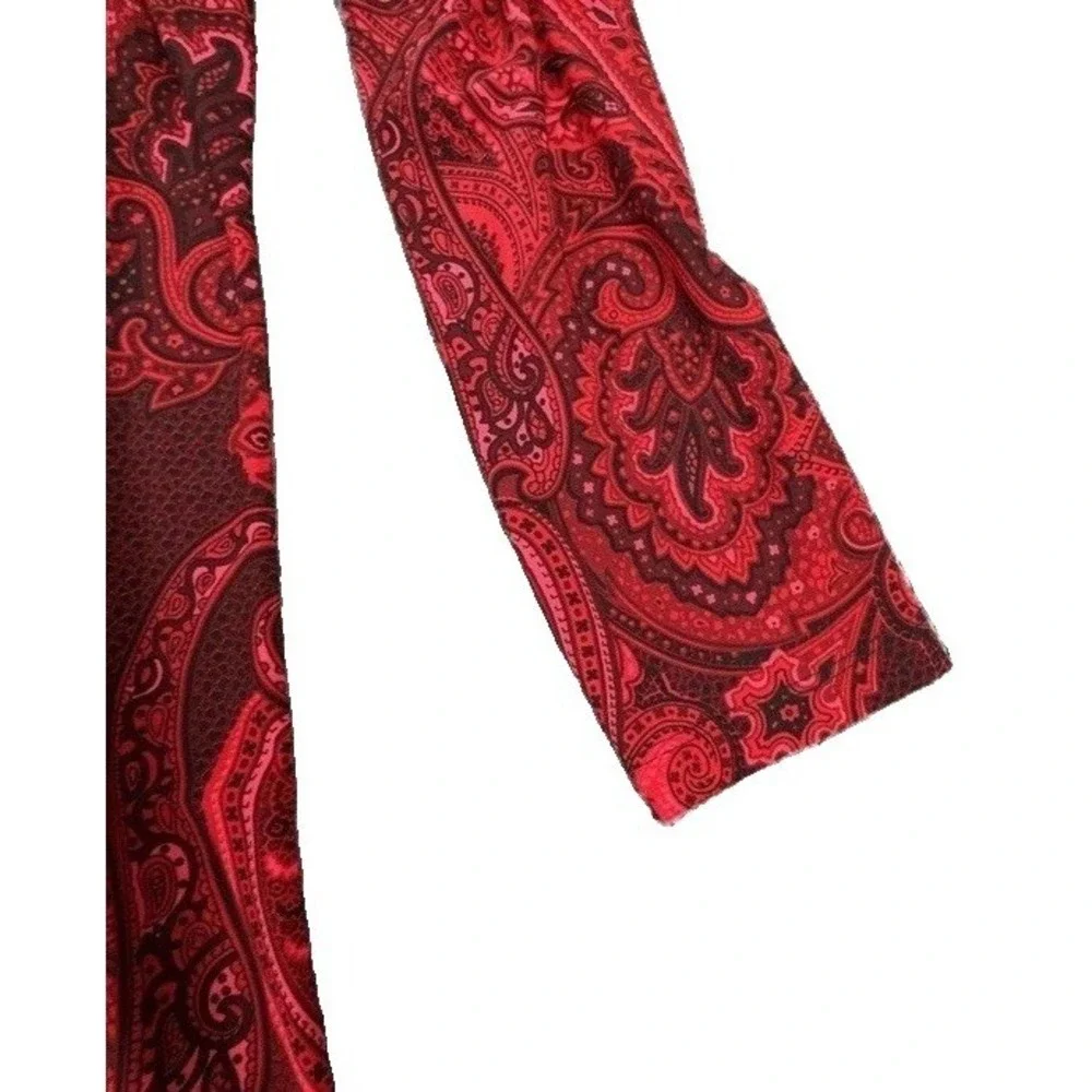 Tommy Hilfiger Dress Women's 2 Red Paisley Long Sleeve High Neck Jersey Shift